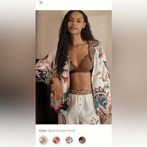 NWT new XS Anthropologie button flannel pajama top multicolor floral pjs